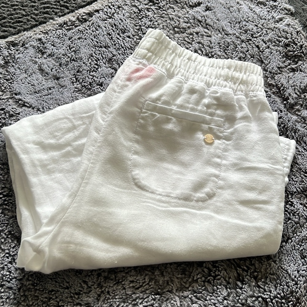 Lilly Pulitzer 31" Deri Linen Palazzo Pant White XXS - Picture 2 of 2